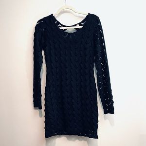 Free People//Long Sleeve Black Mini Dress